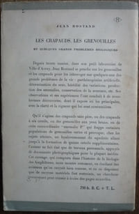 Les crapauds  Les grenouilles et quelques grands problèmes biologiques
