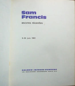 Sam Francis
œuvres récentes 