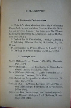 L'Alsace Lorraine et l'empire allemand 1871-1911. Robert BALDY