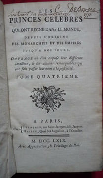 Les princes célèbres qui ont régné dans le monde
depuis l'origine des monarchies et des empires jusqu'à nos jours. P.A. Alletz (atribué à )