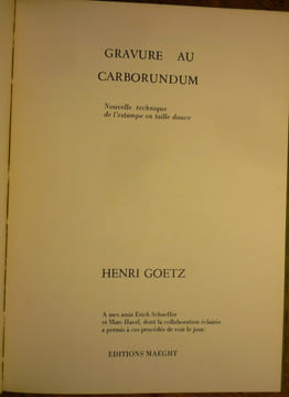 Gravure au carborundum. Henri GOETZ