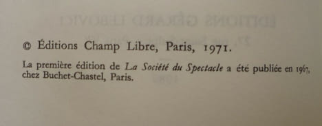 La société du spectacle. GUY DEBORD