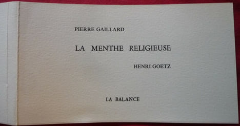 La menthe religieuse. Pierre GAILLARD
Henri GOETZ