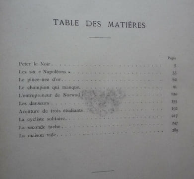 Sherlock Holmes
Peter Le Noir- les six Napoléon - Le pince nez d'or - Le champion qui manque - L'entrepeneur de Norwood - Les danseurs- Aventures ...