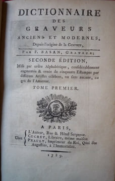 Dictionnaire des graveurs anciens et modernes depuis l'origine de la gravure. F.BASAN