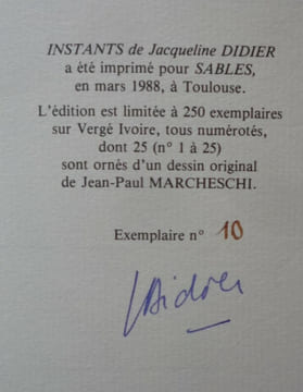 Instants. Jacqueline DIDIER