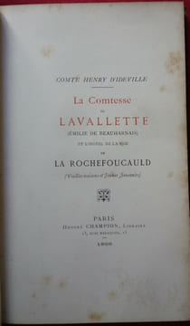 La comtesse de Lavalette (Emilie de Beauharnais) et l'hotel de la rue de La Rochefoucauld. Comte Henri d'Ideville