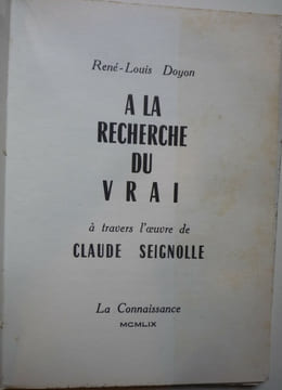 A la recherche du vrai à travers l'oeuvre de Claude Seignolle. René-Louis Doyon