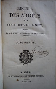 RECUEIL DES ARRÊTS DE LA COUR ROYALE D'AGEN