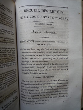 RECUEIL DES ARRÊTS DE LA COUR ROYALE D'AGEN. BOUET, SENBAUZEL, FAUCON et BETOUS