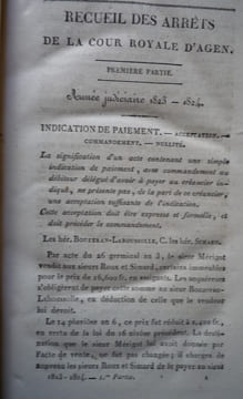 RECUEIL DES ARRÊTS DE LA COUR ROYALE D'AGEN. BOUET, SENBAUZEL, FAUCON et BETOUS