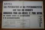 Affiche Lettriste. Les psychiatres et les psychanalystes sont tous des déments. . ISIDORE ISOU, MAURICE LEMAITRE. 