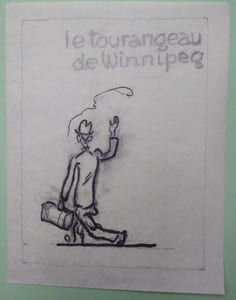 Dessin original de Gus Bofa. Projet d'illustration pour la nouvelle de Jacques Perret : Le tourangeau de Winnipeg. 