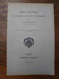 Table analytique du Tableau de Paris, de Mercier. 