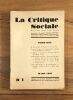 La Critique Sociale. Revue des idées et des livres, collection complète 1931-34. . BORIS SOUVARINE. 