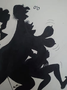 Dessin original signé d'Albert Dubout pour Justine de Sade.