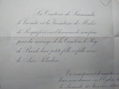 Faire-part de mariage de Joséphin Péladan et de la Comtesse Le Roy de Barde - Samedi 11 Janvier 1896. 