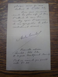 Une lettre autographe signée du 10 octobre 1911.