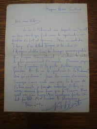 Lettre autographe signée à Robert Giraud.