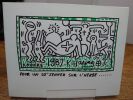 Casino Knokke 87. Deux cartons d'invitation avec un dessin original et une photo originale de Keith Haring. . KEITH HARING. 