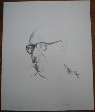 Portrait de Louis Scutenaire. Estampe originale, signée par Roland Delcol. Tiré à part. . ROLAND DELCOL. LOUIS SCUTENAIRE.