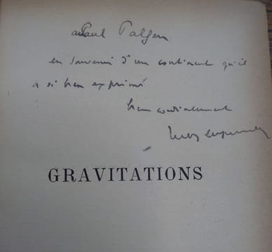 Gravitations. Envoi de l'auteur à Paul Palgen. . JULES SUPERVIELLE.