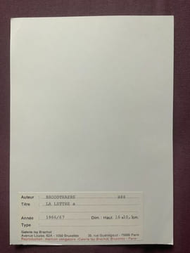 La Lettre a.. BROODTHAERS Marcel. 