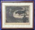 Lithographie originale. 1/50. Tauromachie. Envoi à Robert Giraud. . Edouard RIGHETTI. 