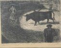 Lithographie originale. 1/50. Tauromachie. Envoi à Robert Giraud. . Edouard RIGHETTI. 