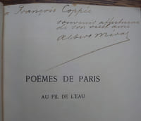 Poèmes de Paris. Au fil de l'eau. 1907. Envoi à François Coppée.
