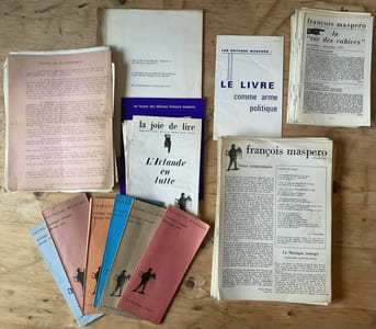 Editions et librairie Maspéro. Ensemble de documents. Catalogues, bulletins, tracts, textes...