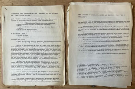 Editions et librairie Maspéro. Ensemble de documents. Catalogues, bulletins, tracts, textes.... MASPERO François.