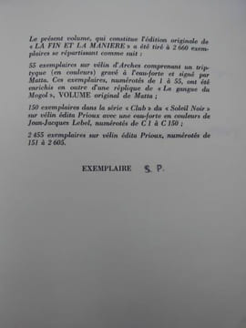 La fin et la manière. En préface Lettre rouge par Alain Jouffroy. . J.-P. DUPREY.