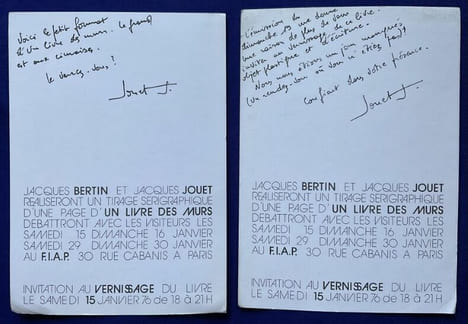 Un livre des murs. . JACQUES JOUET, JACQUES BERTIN.
