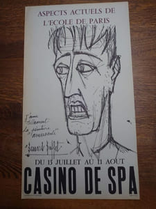 Affiche. Aspects actuels de l'École de Paris. Du 13 juillet au 11 août Casino de Spa. "J'aime tellement la peinture amusante".