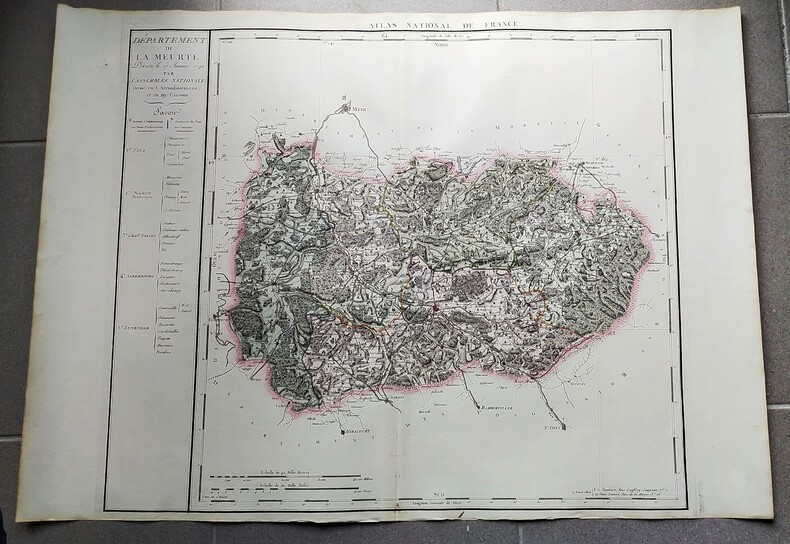 Carte du département de La Meuse Inférieure divisé en 3 arrondissements et en  23  Cantons. Dumez (Veuve),Chanlaire