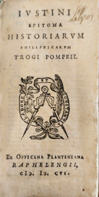 IUSTINI epitoa historiarum philippicarum trogi pompeii 
Quinti curtii rufi de rebus gestis Alexanfri Magni libri qui exstant