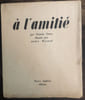 &agrave; l'amiti&eacute;. Carco Francis