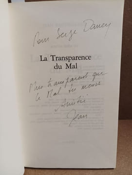 La Transparence du Mal (Dédicacé). BAUDRILLARD, Jean