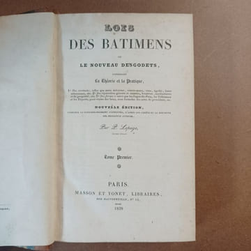 Lois des Bâtiments. Tome I et II. LEPAGE, P. 