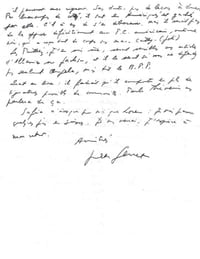 L.A.S. adressée à Antoine Casanova. Versailles, [août 1971]. 1 page et demie in-4, avec enveloppe.