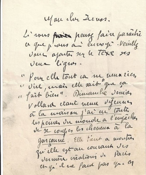 L.A.S. adress&eacute;e &agrave; [Christian] Zervos. Rueil-la-Gadeli&egrave;re, sans date. 1 p.  petit in-4.. VLAMINCK Maurice de 