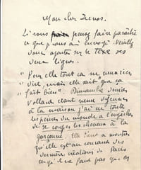 L.A.S. adressée à [Christian] Zervos. Rueil-la-Gadelière, sans date. 1 p.  petit in-4.