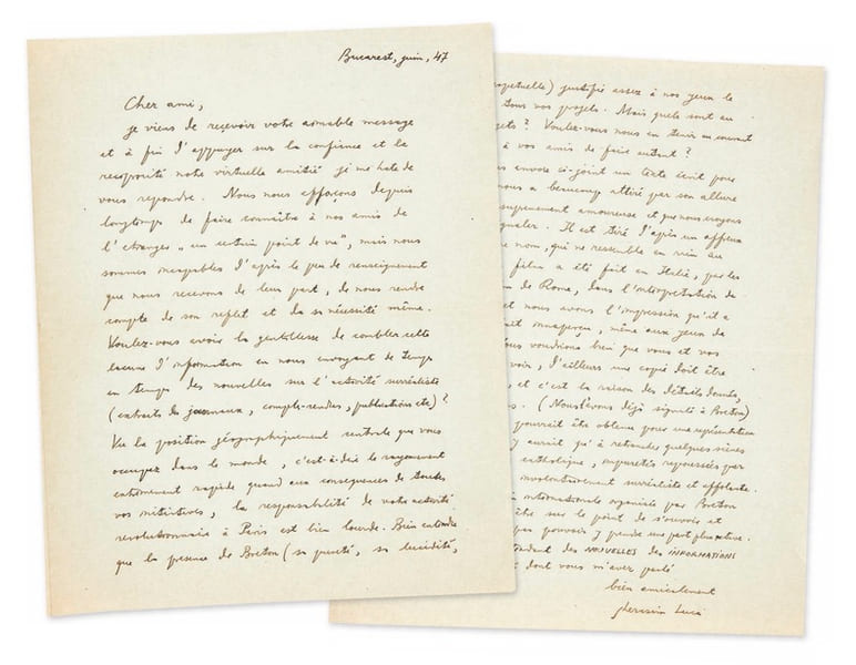 Lettre sur le mouvement surr&eacute;aliste roumain et le film Malombra. LUCA, Salman Locker, dit Gh&eacute;rasim