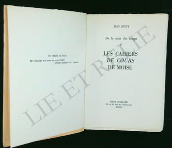 LES CAHIERS DE COURS DE MOÏSE.
DE LA NUIT DES TEMPS.