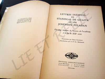 LETTRES INEDITES AU SÂR PELADAN JOSEPHIN.