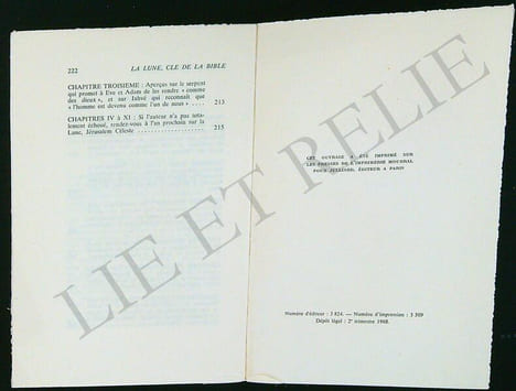 La lune clé de la bible . SENDY Jean