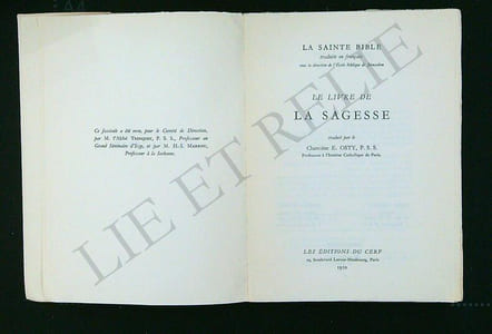 LE LIVRE DE LA SAGESSE