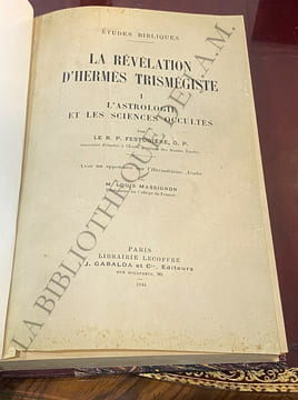 LA REVELATION D’HERMÈS TRISMÉGISTE.. FESTUGIERE - André-Jean.