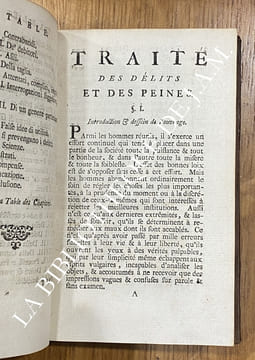 TRAITÉ DES DÉLITS ET DES PEINES, traduit de l’italien d’après la troisième édition, revue, corrigée & augmentée par l’Auteur. Avec des Additions de ...